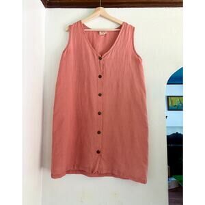 Mata Traders Pink Linen Sleeveless Tunic- Size Large, Slow Fashion, $110